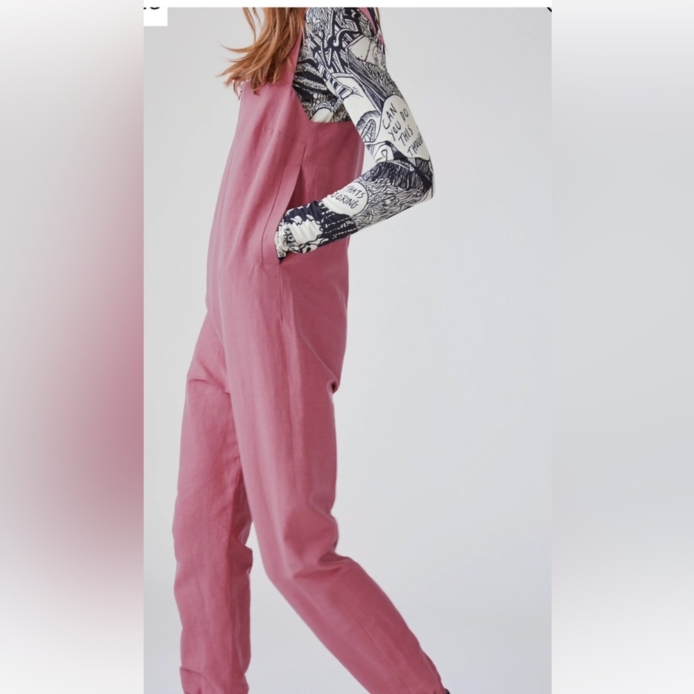 Rachel Comey Barlow Jumpsuit Pink Linen Overall SZ8